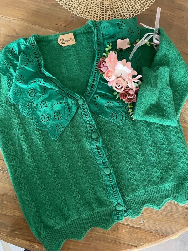 Gilet grand col vert – Image 2